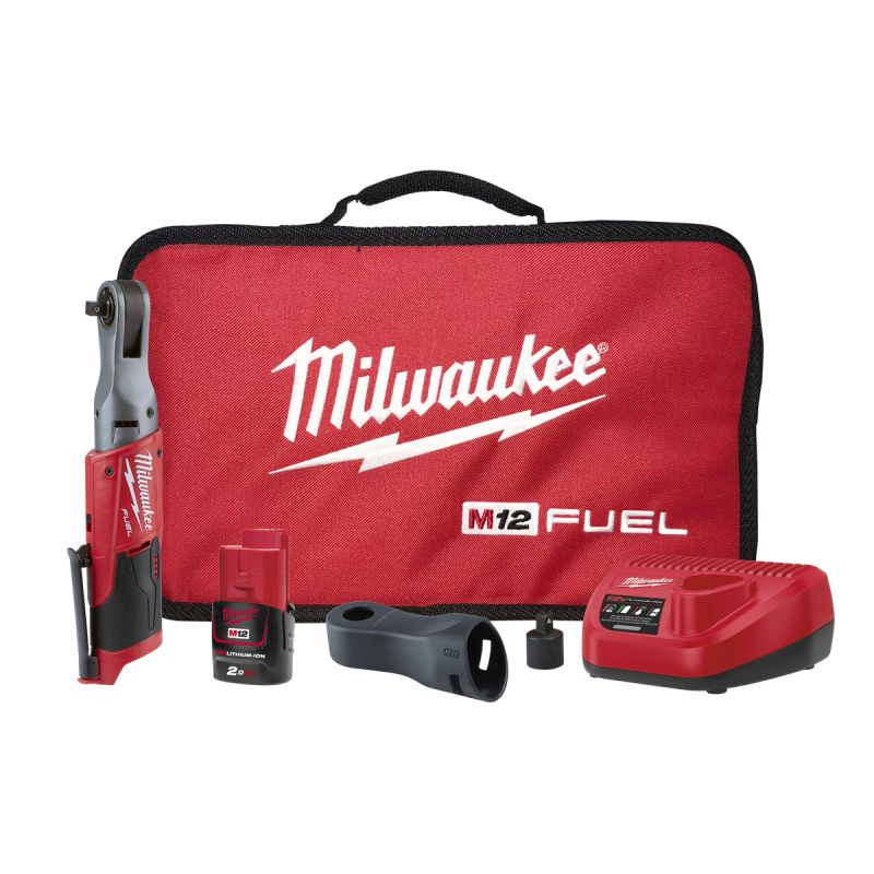 Fuel 2 Milwaukee M12FIR38-201B 12V Cordless FUEL 3/8 Impact Ratchet 2.0Ah Kit