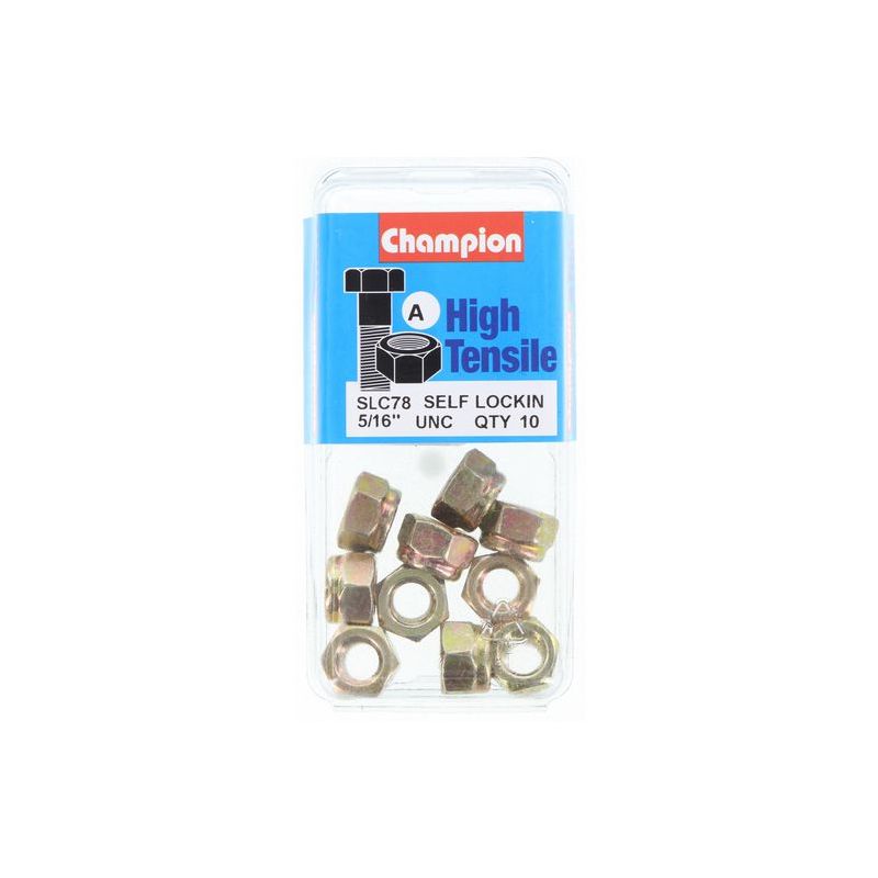 Nylon Insert Self Locking Nuts GR8.8 ZP UNC Champion 5/16 (10) - SLC78 ...