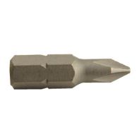 Screw driver bit, Pozi head, point size 2, 25mm, 1/4" shank, each