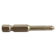 Screw driver bit, Pozi head, point size 2, 50mm, 1/4" shank, each