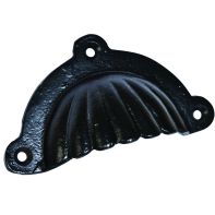 Handle "Scalloped" Bin Pull face fix w/screws 103mm Satin Black