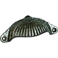 Handle "Brixton" Bin Pull face fix w/screws 95mm Lg Burnished Iron