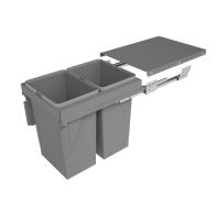 SIGE twin bin undercounter waste organiser, 400mm cabinet width, 48l capacity (2 x 24l), over-ext. soft-close slides (Art 560/48), ea