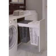 SIGE double laundry hamper (2 x 30l incl. lid), 450mm cabinet width, 414W x 555D, over-ext. soft-close runners 40kg, white, each