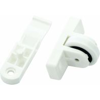 CATCH SUPPORT FOR BI-FOLD DOORS.SIDE MOUNT.WHITE (TWO PCE. SET)