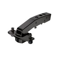 Sensys 95∞ angle hinge W90 with integrated silent system, in obsidian black, inset, TH-drilling pattern 52 x 5.5 mm, with expanding sockets