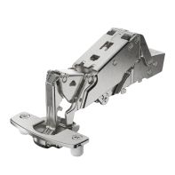 Sensys 165∞ wide angle hinge, with zero protrusion, with integrated silent system, nickel plated, overlay, TH-drilling pattern 52 x 5.5 mm, Flash fast assembly