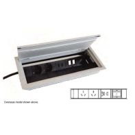 X ~ EXIT 45 PLUS cable outlet (2x power, 2x USB, 2x blanks), soft-close lid, 120x289.5x25mm, alu silver anodized (ea)
