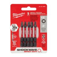 Milwaukee SHOCKWAVE Impact Screwdriver bit #2 Square Recess 2" POWERBIT (Pack 5)