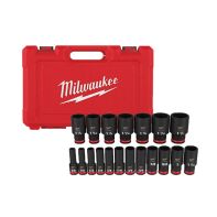 Milwaukee Shockwave 1/2" Drive 19PC SAE Deep 6 Point Impact Socket Set