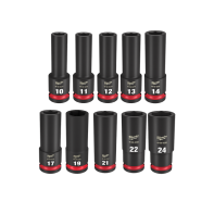 Milwaukee Shockwave 1/2" Drive 10PC Metric Deep 6 Point Impact Socket Set