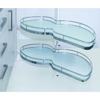 X ~ Contour Corner System. Tradecraft. Suits 900mm Cab. Left Hand. Chrome/Grey