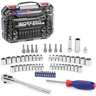 Workpro 63Pc 1/4" & 3/8" Dr 6Pt Socket Set