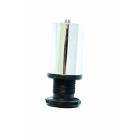Furniture leg "Zampa", height adjustable round tubular, 50mm diameter, 100mm steel plate, chrome - set of 4