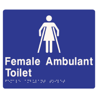METLAM Toilet partition sign "FEMALE AMBULANT TOILET", 180x180mm, ABS plastic, blue with white infill, ambulant compliant (each) - BUYIN