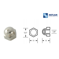 METLAM Acorn nut, 1/4" BSW thread, SCP (pack of 20)