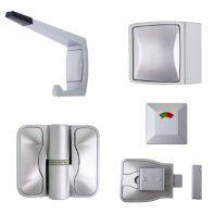 METLAM Toilet partition kit "Moda", spring hinge x2 (hold adjustable, iRH/oLH), screw-fix, lock (turnbolt/indicator/staple), bumper, hook, SCP (set)