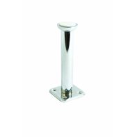 Furniture leg "Saint", height adjustable round tubular, 25mm diameter, 60mm sq top plate, brushed nickel, each