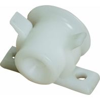 Door Stop & Catch. Plastic. 27mm Dia. White Body & Strike.