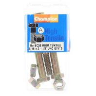 Hex Bolt/Nut GR5 ZP UNC Champion 5/16"x2 1/2" (3)