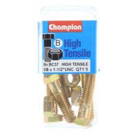 Champ 3/8x1.1/2 UNC Bolts & Nuts Gr5 ZP (Pack 5)