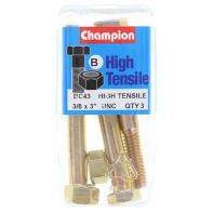 Hex Bolt/Nut GR5 ZP UNC Champion 3/8"x3" (3)