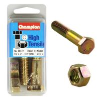 Champ 1/2x2.1/2 UNC Bolts & Nuts Gr5 ZP (Pack 2)