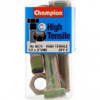 Champ 1/2x3UNC Bolts & Nuts Gr5 ZP (Pack 2)