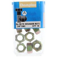 Champ 3/8 UNC Hex Nut Gr5 ZP (Pack 10)