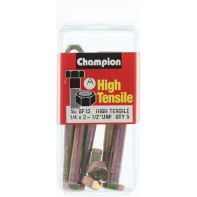 Champ 1/4x2.1/2 UNF Bolts & Nuts Gr5 ZP (Pack 5)