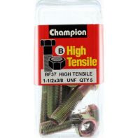 Champ 3/8x1.1/2 UNF Bolts & Nuts Bl/Bx Gr5 ZP (Pack 5)