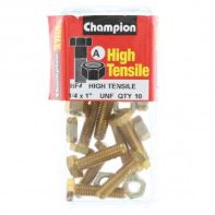 Champ 1/4x1 UNF Setscrews & Nuts Gr5 ZP (Pack 10)