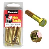 Champ 1/2x1 UNF Setscrews & Nuts Gr5 ZP (Pack 4)