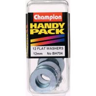 Champ Flat Steel Washers 12mm ZP (Pack 12)