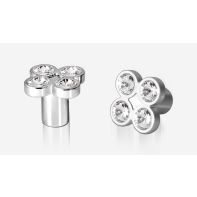 Rigel Cluster Knob 4 Stone Satin Chrome