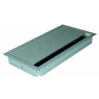 X ~ EXIT G14S cable outlet, smooth-close lid (straight), 120x240x13.5mm, aluminium silver anodized