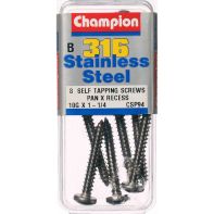 Champ 10Gx1.1/4 Self Tapping Screws Pan G316 (Pack 8)