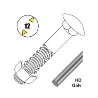 Cup Head Bolt & Nut CL 4.6 AS1390 Hot Dip Galvanised M12 x 180mm