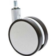 Castor "Disky 2", twin wheel, 80mm diameter, 47mm sq plate, alu paint wheel/black tread, each