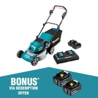 Makita 18Vx2 Brushless Lawn Mover 460mm Kit Bonus Blower