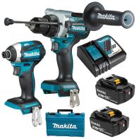 Makita 2 Piece BRUSHLESS Combo Kit - DHP486Z, DTD154Z, 2 x BL1850B, DC18RC & Carry Case