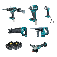 x Makita 6 Piece Kit - DHP481, DTD154, DHR242, DGA505, DJR187, DML802, 2 x BL1850B-L