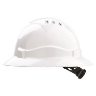 Hard Hat V6 Vented Full Brim Ratchet Harness White