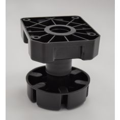 Plinth Leg 100mm (suits bathroom vanities), 85-125mm adjustment, leg and screw-in plate (black, box 100)