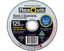 Flexovit Steel & Stainless Cut-Off Wheel 115 x 1.0 x 22.2mm A46T-BF41 MEGA INOX