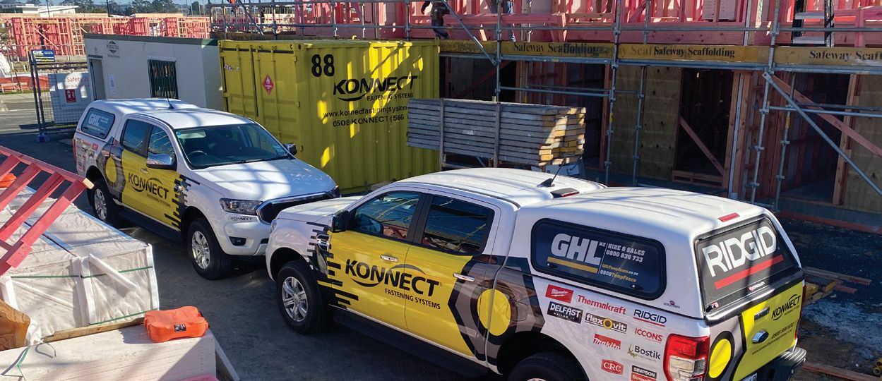 Konnect on-site container and service vehicles on a construction site