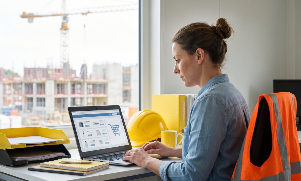 Procurement manager ordering on a laptop